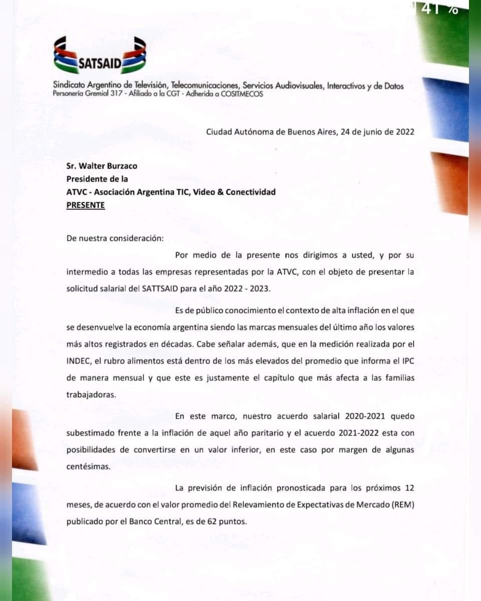 Lee más sobre el artículo ATVC: EL SATSAID SOLICITÓ EL 70% DE AUMENTO PARA EL PERÍODO 2022-2023