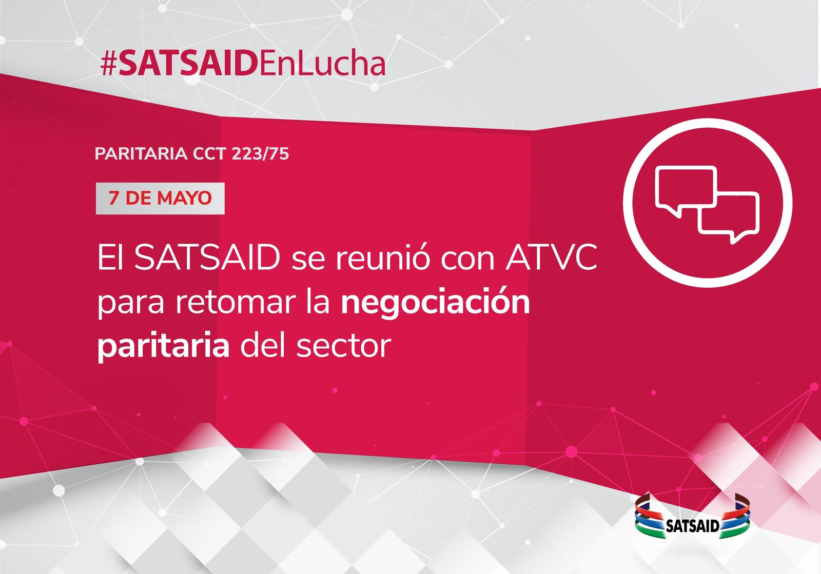 Lee más sobre el artículo EL SATSAID SE REUNIÓ CON ATVC PARA RETOMAR LA NEGOCIACIÓN PARITARIA DEL SECTOR 