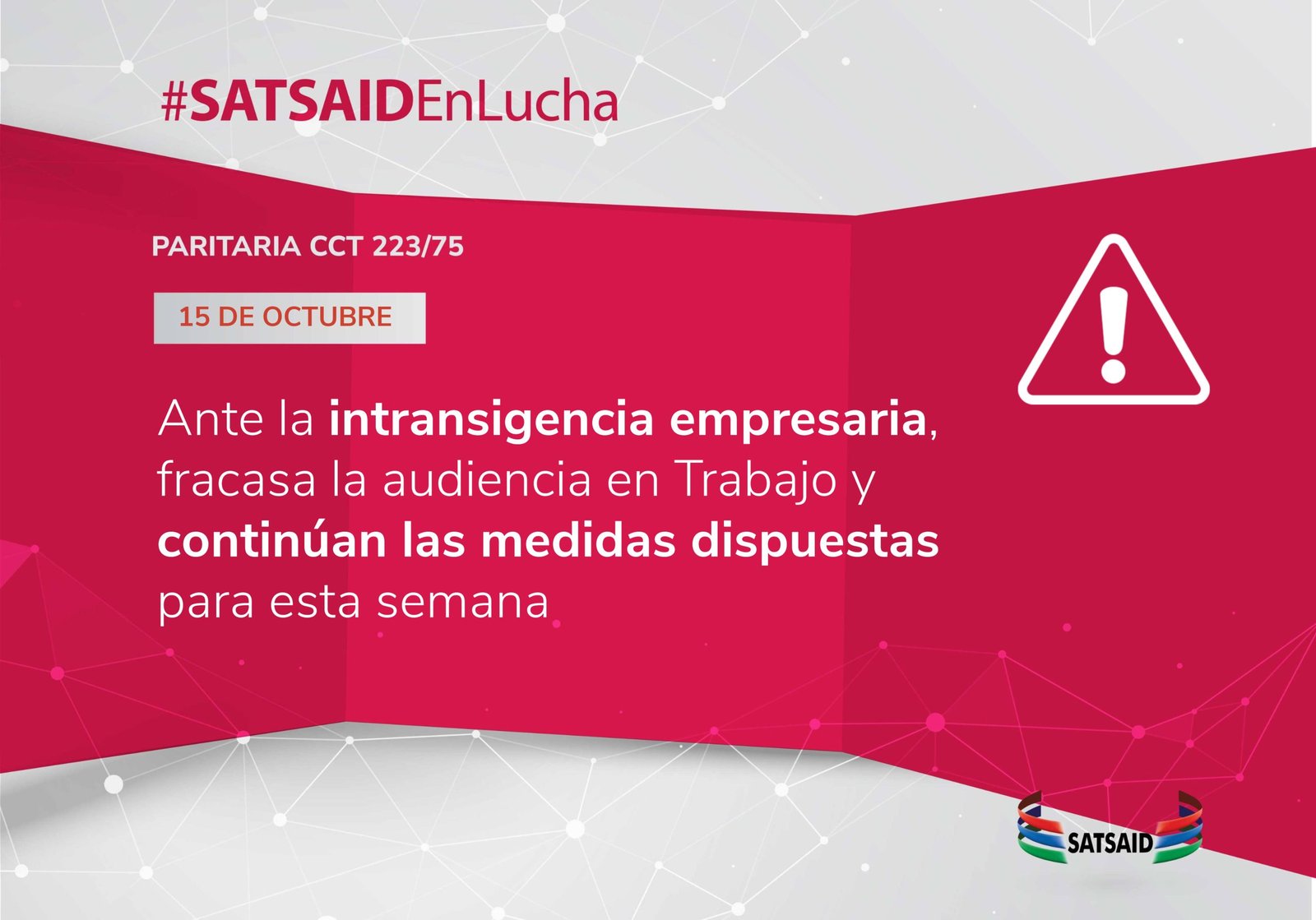 Lee más sobre el artículo ANTE LA INTRANSIGENCIA EMPRESARIA, FRACASA LA AUDIENCIA EN TRABAJO Y CONTINUAN LAS MEDIDAS DISPUESTAS PARA ESTA SEMANA
