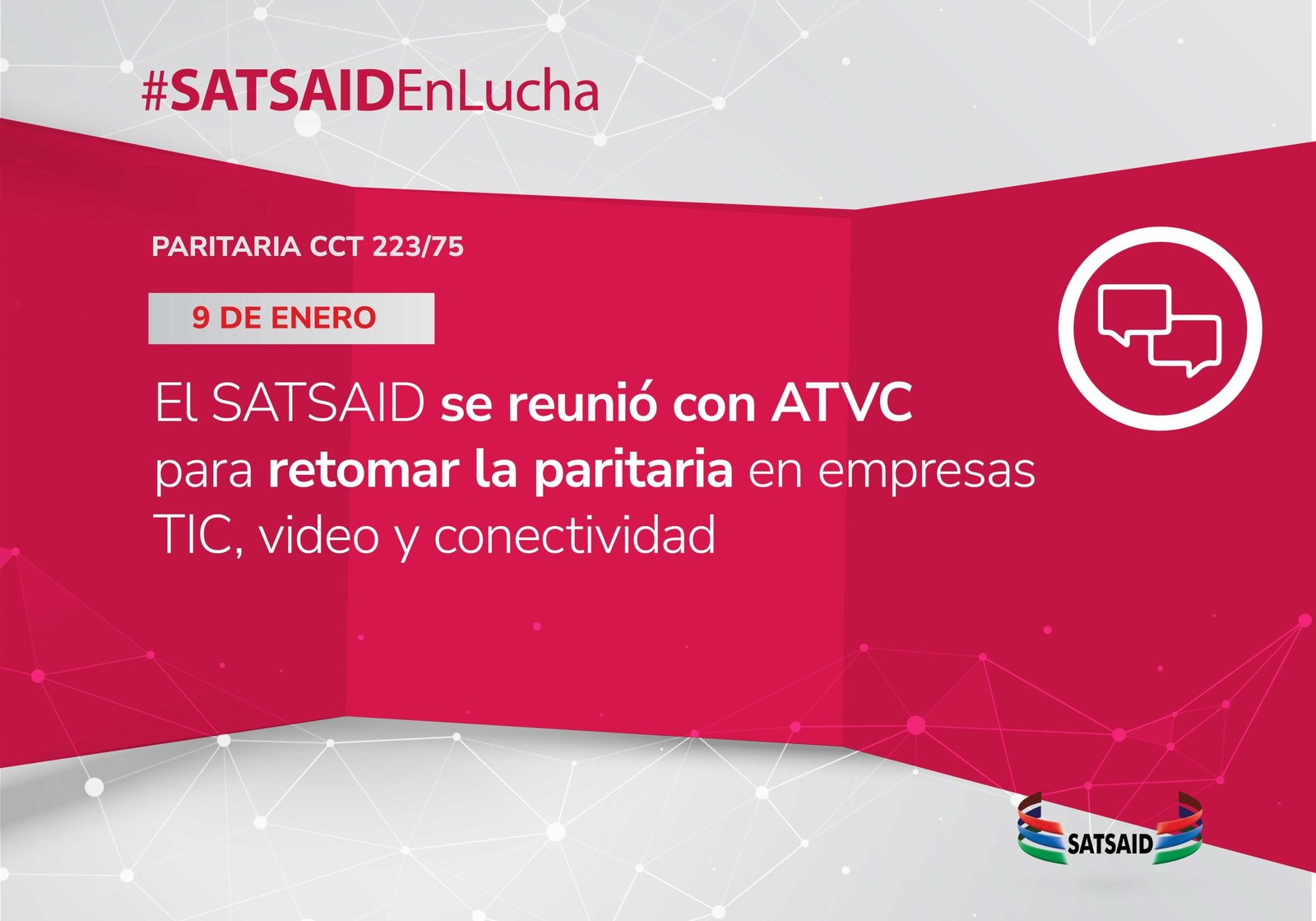 Lee más sobre el artículo EL SATSAID SE REUNIÓ CON ATVC PARA RETOMAR LA PARITARIA EN EMPRESAS TIC, VIDEO Y CONECTIVIDAD