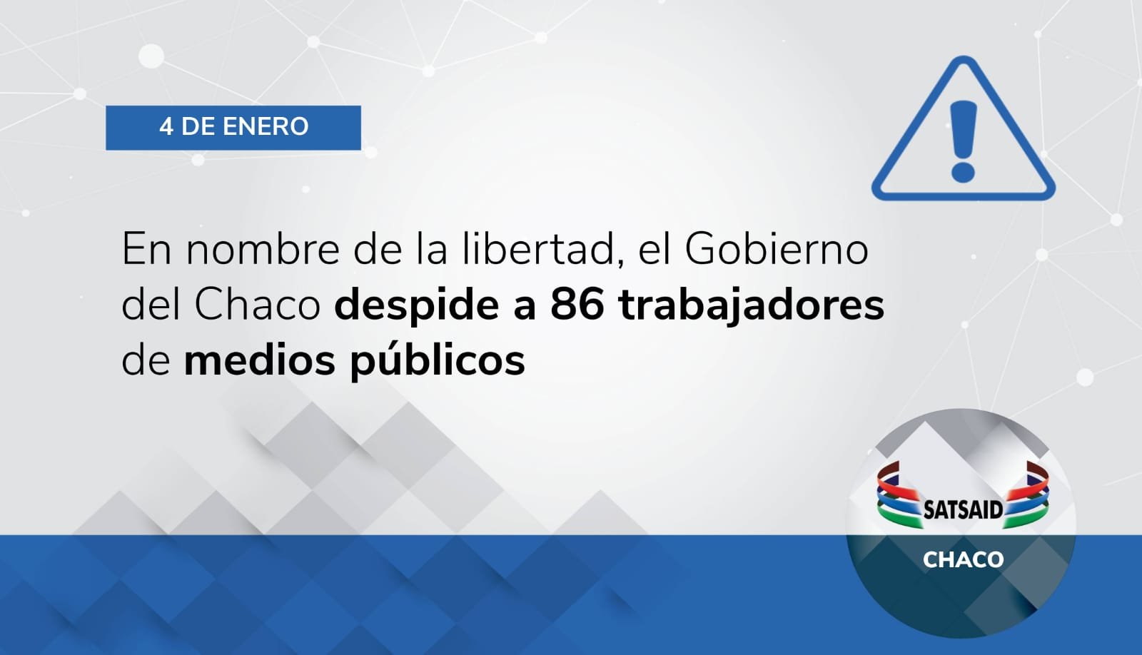 Lee más sobre el artículo EN NOMBRE DE LA LIBERTAD, EL GOBIERNO DE CHACO DESPIDE A 86 TRABAJADORES DE MEDIOS PÚBLICOS