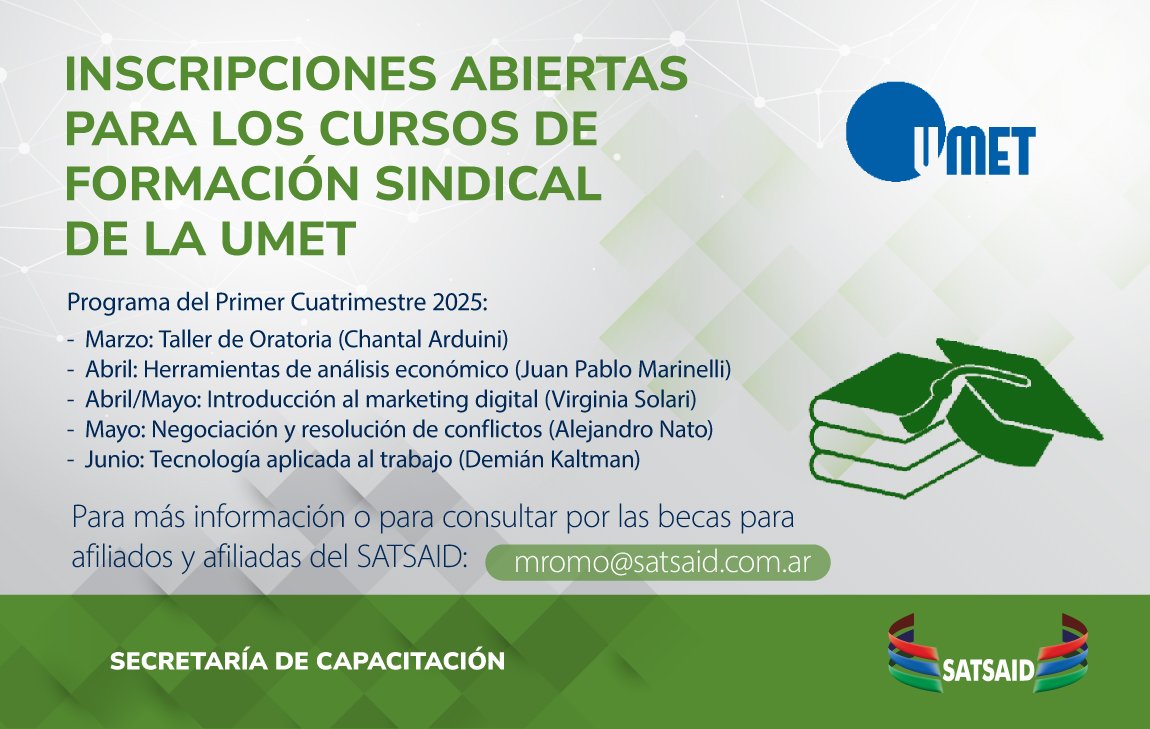 Lee más sobre el artículo FORMACIÓN SINDICAL: INSCRIPCIONES ABIERTAS PARA LOS CURSOS DE LA UMET
