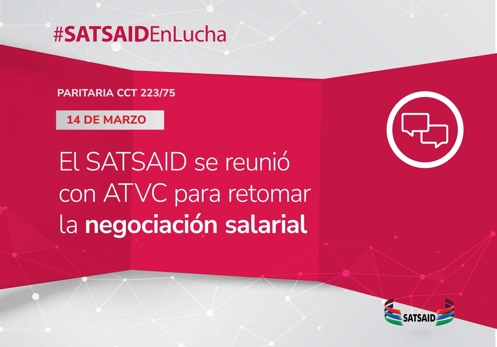 Lee más sobre el artículo EL SATSAID SE REUNIÓ CON ATVC PARA RETOMAR LA NEGOCIACIÓN SALARIAL