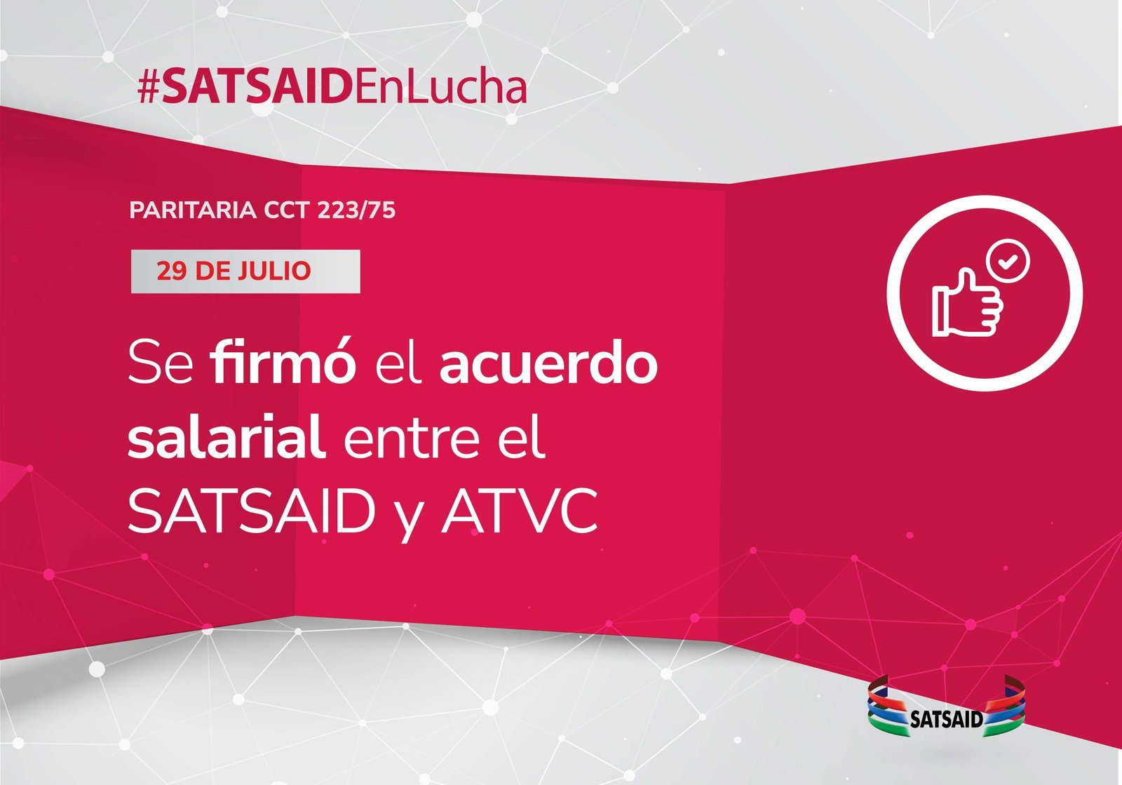 Lee más sobre el artículo SE FIRMÓ EL ACUERDO SALARIAL ENTRE EL SATSAID Y ATVC