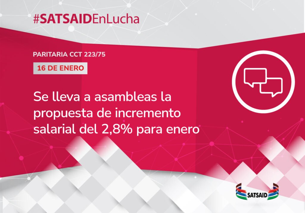 PARITARIA CCT 223/75: SE LLEVA A ASAMBLEAS LA PROPUESTA DE INCREMENTO SALARIAL DEL 2,8% PARA ENERO